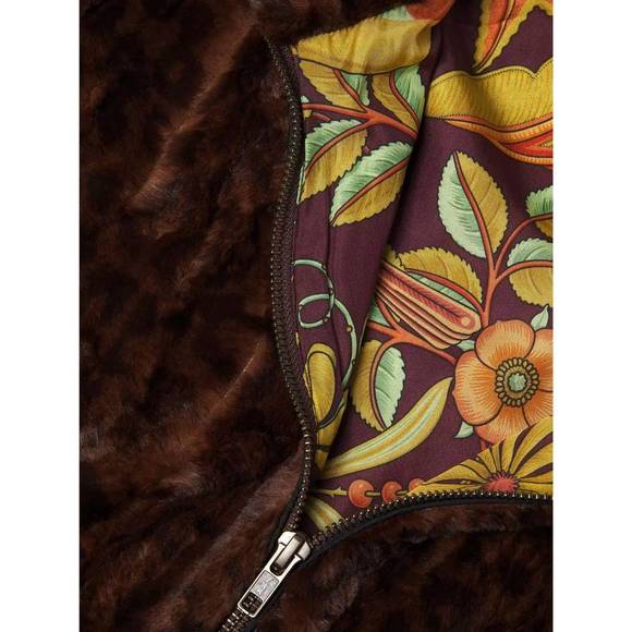 NEW JOHNNY WAS jaguar faux fur bomber jacket in brown / black - Picture 4 of 5